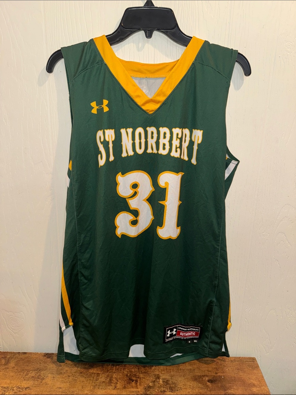 Under Armour Green and Gold St Norbert Basketball Jersey #31